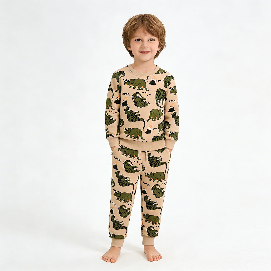New🔥 Organic Cotton Kids Dinosaur Sweatshirt Set - 2026 Trendy Toddler Outfit