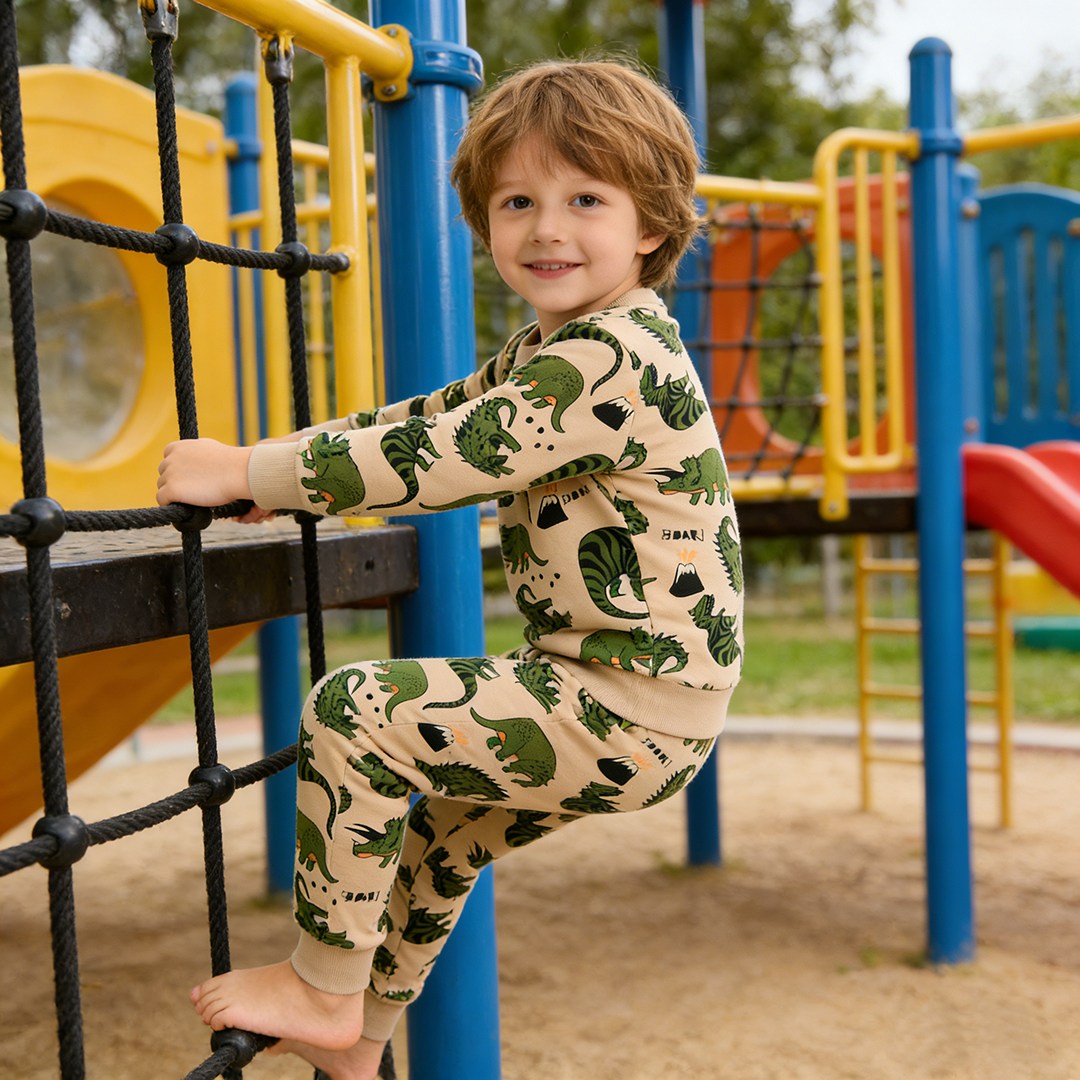 New🔥 Organic Cotton Kids Dinosaur Sweatshirt Set - 2026 Trendy Toddler Outfit