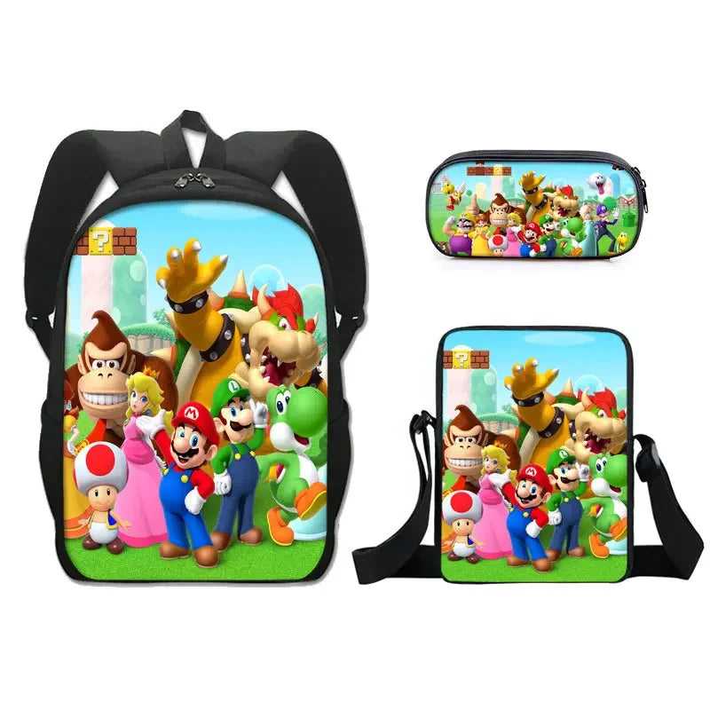 Super Mario 3-Piece Set - Backpack + Pouch + Pencil Case