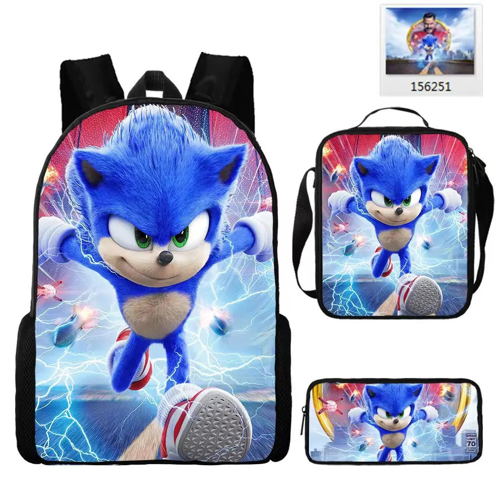 Sonic 3-Piece Set - Backpack + Pouch + Pencil Case