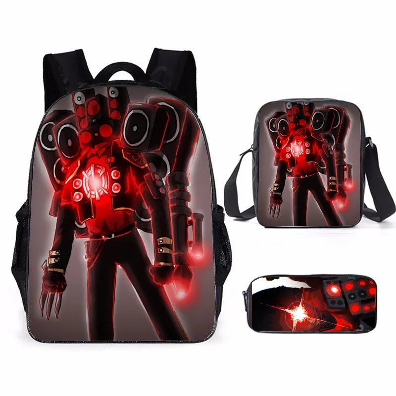Skibidi Toilet 3-Piece School Set - Backpack + Pouch + Pencil Case
