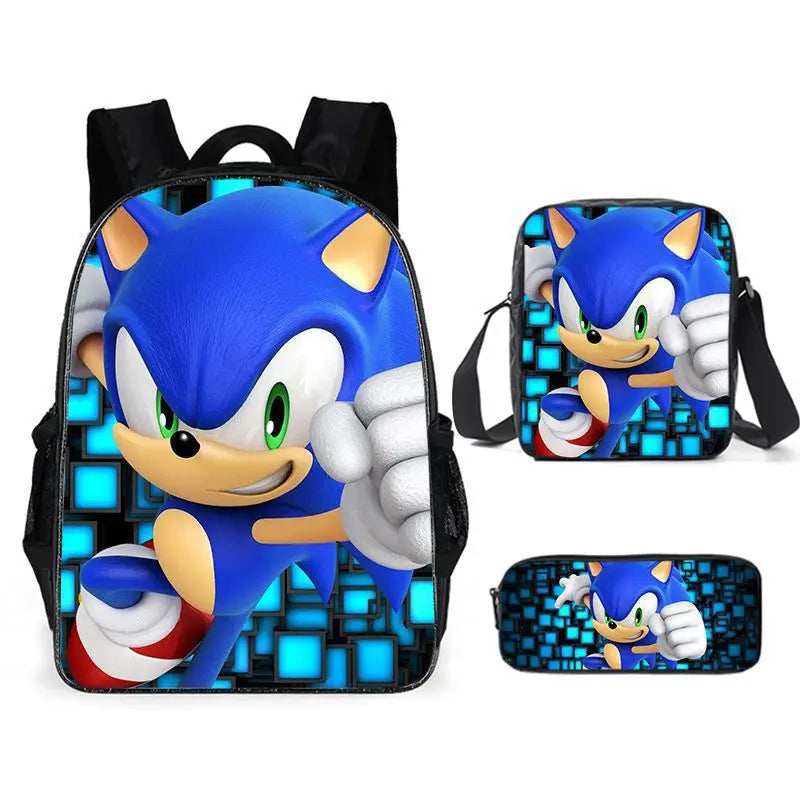 Sonic 3-Piece Set - Backpack + Pouch + Pencil Case