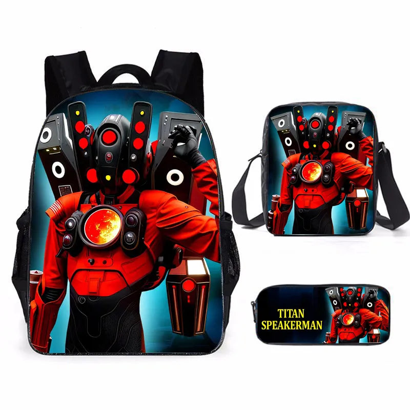 Skibidi Toilet 3-Piece School Set - Backpack + Pouch + Pencil Case