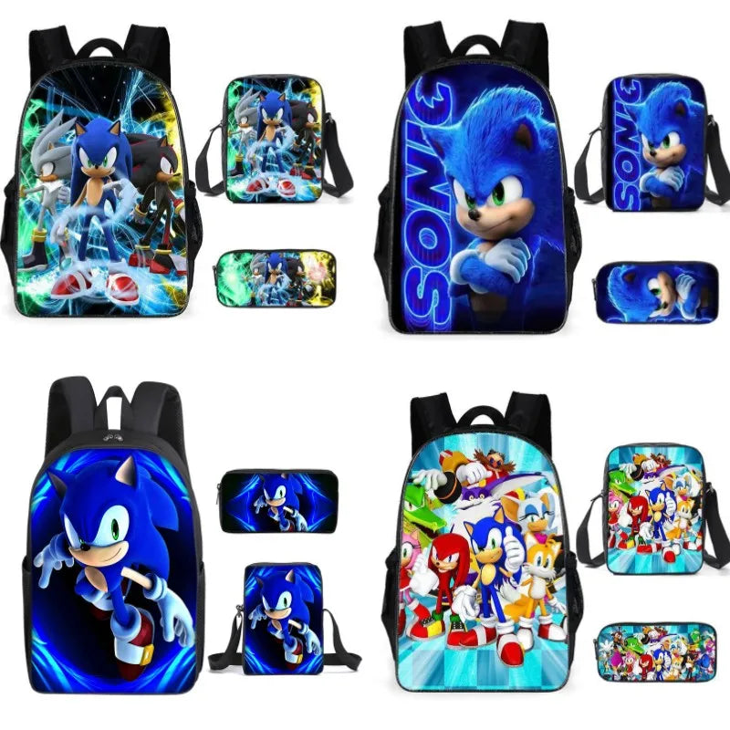 Sonic 3-Piece Set - Backpack + Pouch + Pencil Case