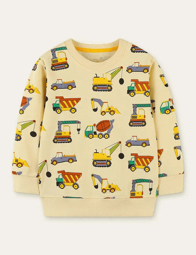 Engineering Vehicle Full Printed Sweatshirt